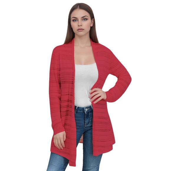 41 Hawthorn Open Front Textured Knit Cardigan in Red NWT Size Small - Picture 1 of 9